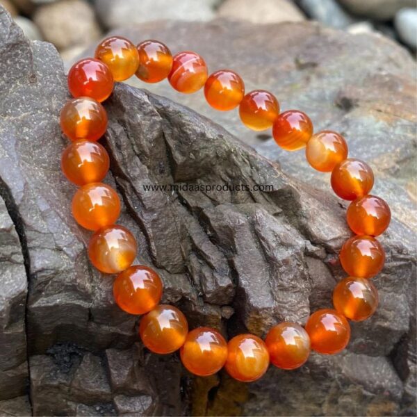 Natural Carnelian Bracelet Round Beads Crystal Stone Bracelet For Reiki Healing And Crystal Healing Stones