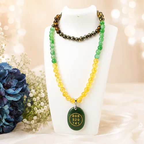 The Money Magnet 8mm Bead Necklace with Zibu Coin is a premium healing crystal mala designed to support wealth manifestation, financial abundance, prosperity, chakra balancing, positive energy, confidence, and spiritual growth. Made with high-quality natural healing beads and an engraved Zibu Money Symbol Coin, this powerful energy necklace is ideal for meditation, Reiki healing, manifestation practices, and daily wear.